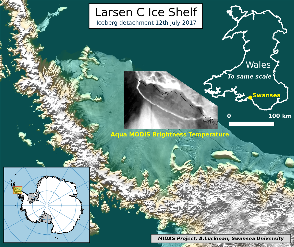 Larsen Ice Shelf detachment-map