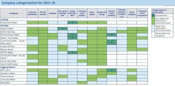 OFWAT WATER CO PERFORMANCE REPORT  CATEGORISATIONS 2024-25 1