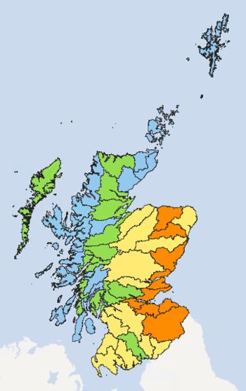 SEPA SCOTLAND WEEKLY WATER SCARCITY LEVEL MAP
